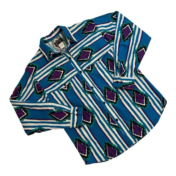 Vintage Ruddock Bros Western Roper Rodeo Button Down Colourful Long Sleeve Small - Picture 16 of 16